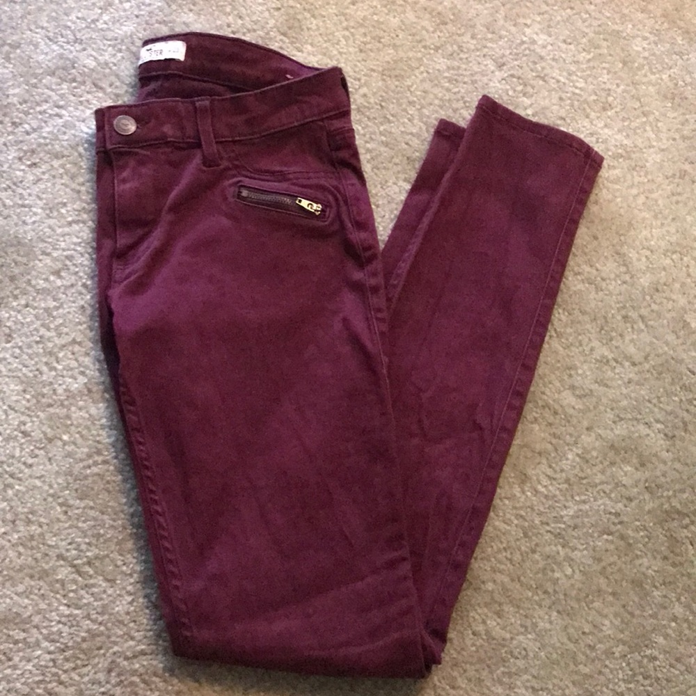 maroon stretchy skinny jeans